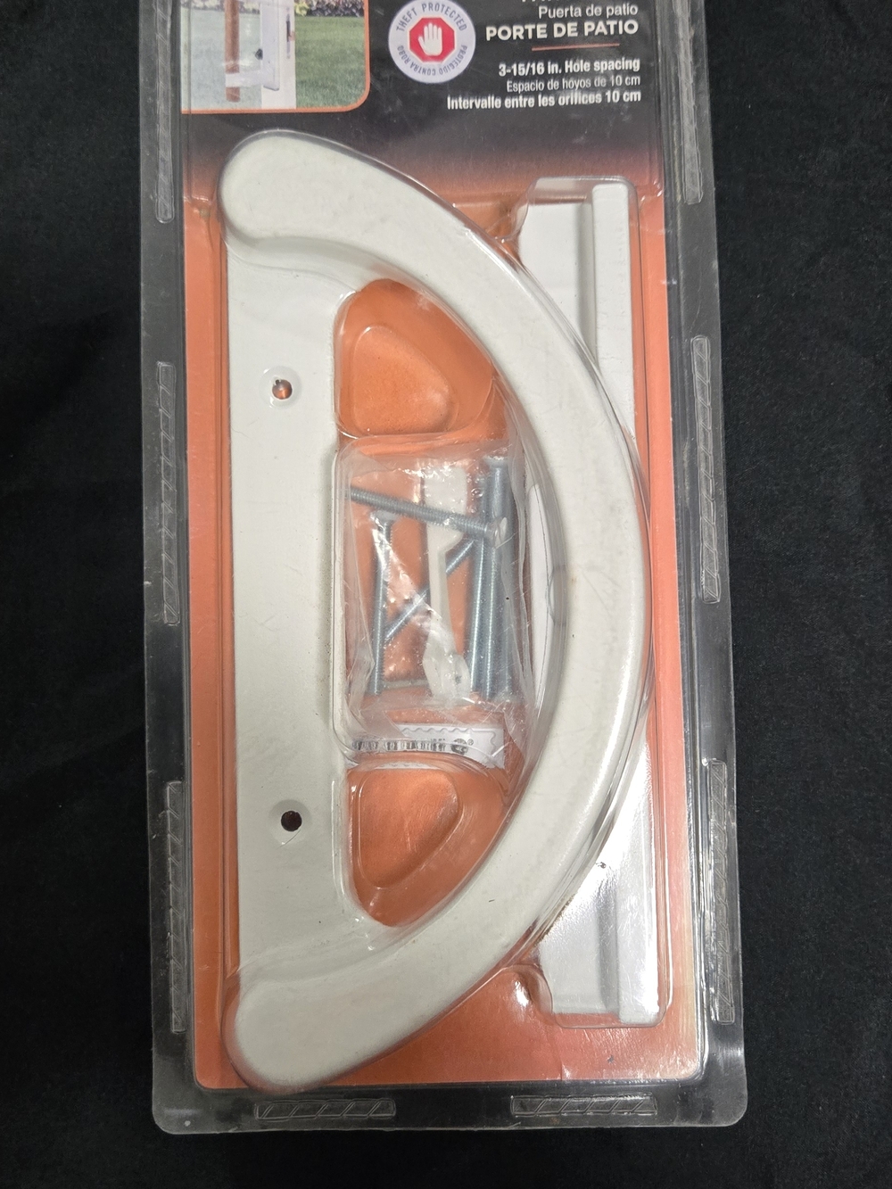 White Curved Patio Door Handle with Screws